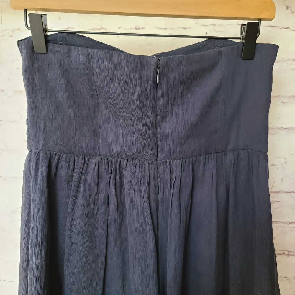 J. Crew Navy Silk Chiffon Strapless Dress Cocktail Special Occasion Bridesmaid 4